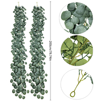Guirlandes en rotin d'eucalyptus réalistes de qualité supérieure, de 100 à 200 cm de long, verdure artificielle pour la décoration de la maison, des tables de mariage au printemps