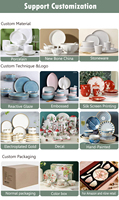 Vente en gros de vaisselle en céramique porcelaine réutilisable portable, 20 pièces, décorations de table de fête de mariage, couleur personnalisée