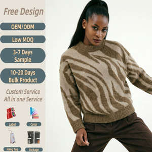 Pull en tricot à imprimé <span class=keywords><strong>zèbre</strong></span>, col rond, chaud pour l'hiver, pour femme, vente en gros, marque privée - Product Image 4