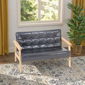 JIAMUJIA <span class=keywords><strong>Fauteuil</strong></span> Relax pour Enfants en Bois de Luxe, Mini Coussin en Cuir PU, pour Chambre d'<span class=keywords><strong>Enfant</strong></span>, École ou Salon - Product Image 2