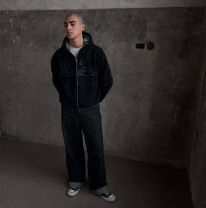 Felpa con Cappuccio e Zip Personalizzata CCY di Alta Qualità, Streetwear Oversize con Fodera <span class=keywords><strong>a</strong></span> <span class=keywords><strong>Quadri</strong></span>, Felpa Corta Invernale - Product Image 5