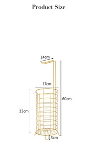 Supporto per carta igienica in filo metallico dorato autoportante per il risparmio <span class=keywords><strong>di</strong></span> <span class=keywords><strong>spazio</strong></span> <span class=keywords><strong>di</strong></span> <span class=keywords><strong>archiviazione</strong></span> del bagno - Product Image 6