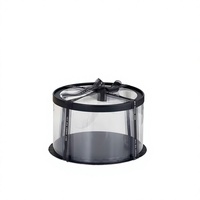 Boîtes à dessert et à gâteaux rondes transparentes noires en PET QX Wholesale 6" 8" 10" 12" pour les fêtes d'anniversaire et de mariage, emballage alimentaire