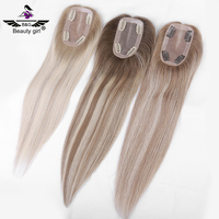 Densité de lumière petite taille 3x5 Remy cheveux humains point culminant Piano couleur moelleux Mono Base cheveux Topper pour la perte de cheveux