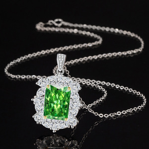 New Arrivals 10*14MM <b>Emerald</b> Green Cubic Zirconia Trendy Gold Plated Copper Alloy Necklace and Rings <b>Set</b> Unisex - Product Image 4