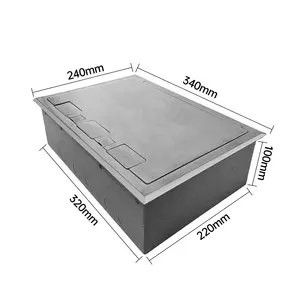 Open-Type Stainless Steel Floor Socket EU Power Supply 6 Position Silver Ground Socket Box AC Cable 250V 16A Outlet CN