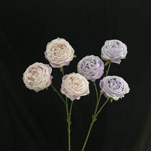Roses artificielles Junheyuan, 3 têtes, fleurs en soie, style peinture à l'huile, arrangement floral pour allée de mariage - Product Image 2