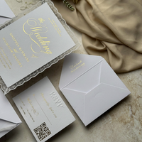 Ensemble d'invitations de mariage en dentelle blanche, cartes en papier, enveloppes, cartes RSVP, détails pour le mariage