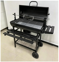 Barbecue à charbon de bois pliable multifonctionnel pour l'extérieur - Grand barbecue portable de style américain en acier inoxydable avec thermomètre 76 cm X