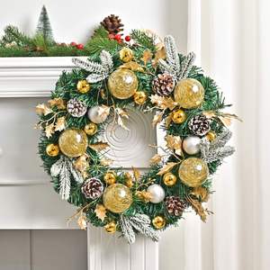 2026 New Wisteria Artificial Hydrangea Garland for Home Wedding Decor Nordic-Style <b>Plastic</b> Christmas Wreath With <b>Baubles</b> - Product Image 2