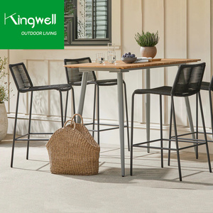Modern French <strong>Outdoor</strong> Patio <strong>Bar</strong> Furniture <strong>Set</strong> All Weather Luxury <strong>Bar</strong> Rope Woven Stool <strong>Sets</strong> Table and High Chairs <strong>Set</strong> - Product Image 1