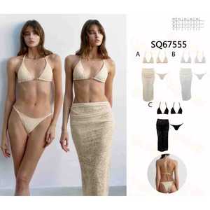 Costume da bagno bikini push-up da donna 2 pezzi, top imbottito con allacciatura all'americana e slip a vita alta, per l'estate e la spiaggia, all'ingrosso SQ67555 - Product Image 1