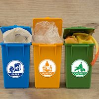 Étiquettes de poubelle imperméables réajustables Papier Métal Plastique Verre Tri Recyclage et Ordures Autocollant Signe