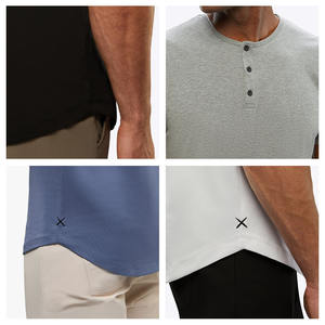 เสื้อยืดผ้าฝ้ายพิมพ์ลาย <span class=keywords><strong>Moonshadow</strong></span> โลโก้ที่กำหนดเองแขนยาวเฮนลีย์โค้ง - Product Image 3