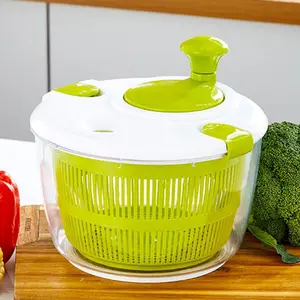 厨房塑料手动水果蔬菜烘干机旋转器洗衣机清洁旋转器好把手塑料大沙拉旋转器带碗f