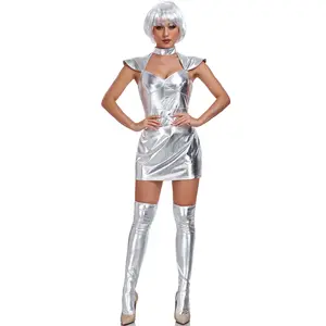 2024 mujeres Halloween Cosplay juego de rol espacio planeta plata estaño hombre uniforme disfraz para mujer