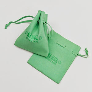 Pochette cadeau de luxe en suède synthétique recyclable avec logo personnalisé, 30x40cm, petite, avec cordon de serrage, pour emballage de bijoux colorés - Product Image 3