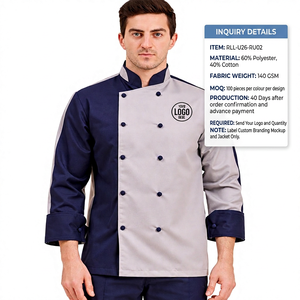 Chaqueta de Chef Unisex de Poliéster y Algodón, 140 GSM, Doble Botonadura, Uniforme de Restaurante, Chaqueta con Logotipo Personalizado - Product Image 6