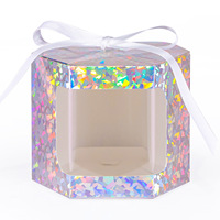 Boîte cadeau auto-élevante en papier kraft Xiyu avec fenêtre laser, pelliculage mat, personnalisable pour l'emballage de gâteaux de mariage