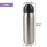 Ensemble de bouteilles d'eau isolées en acier inoxydable de 720 ml, bouteille d'eau aromatisée à l'air fruité avec des capsules de saveur