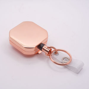 Made in Taiwan Custom Logo Rose Gold Heavy Duty ABS Telescopic Carabiner Keychain with ID Card <b>Holder</b> - Product Image 1