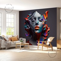 Autocollants décoratifs pour salon de beauté, décoration féminine, lèvres orange magnifiques, femme, salon, papier peint à peler et à coller