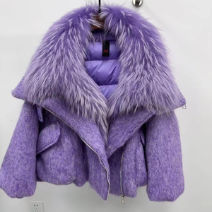 OFTBUY 2025 Nuovo <span class=keywords><strong>Piumino</strong></span> Invernale da Donna in Lana d'Oca <span class=keywords><strong>con</strong></span> Collo in Vera <span class=keywords><strong>Pelliccia</strong></span> di Procione Naturale Parka Ampio <span class=keywords><strong>Cappotto</strong></span> Caldo da Donna in <span class=keywords><strong>Pelliccia</strong></span> di Cashmere - Product Image 1