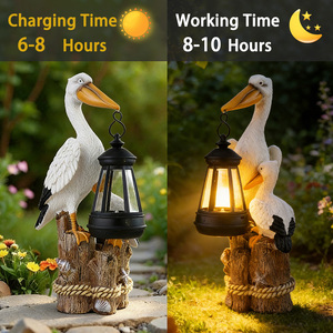Farol de Resina con Forma de Pareja de Pelícanos, Energía Solar, Diseño Interactivo de Luz Colgante, Decoración Costera Resistente a la Intemperie para Patio y Jardín - Product Image 3