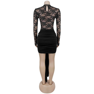 Váy liền thân ren xuyên thấu gợi cảm mùa xuân dành cho nữ, tay dài, phối ren xếp ly - Product Image 5