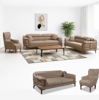 Juego de Sofás Chesterfield Modernos para Sala de Estar, Estructura de Madera, Tapicería Personalizada, Cojines de Esponja de Alta Densidad, Acolchado con Botones