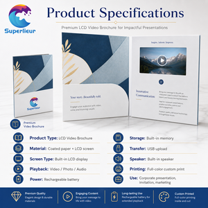 Superlieur – Lecteur de brochure <span class=keywords><strong>vidéo</strong></span> numérique personnalisé à couverture rigide avec écran LCD 7 pouces, carte de vœux publicitaire pour le marketing et la publicité - Product Image 2
