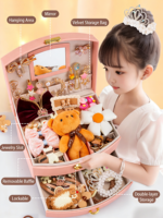 Yuglow Jouets de jeu de rôle pour filles, ensemble de bijoux et d'accessoires pour cheveux de princesse avec boîte de rangement, bracelet, cadeau d'anniversaire pour enfants