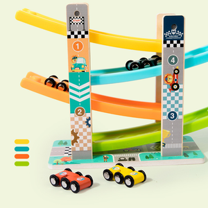 多機能4フロアレース交通列車追跡木製車おもちゃ教育学習ゲーム子供のための幼児男の子 & 女の子 - Product Image 4