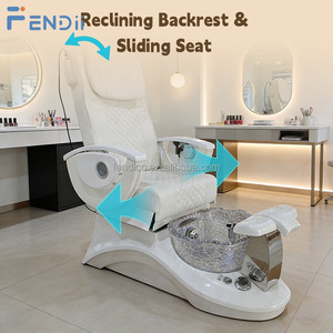 Chaise de pédicure de luxe blanche pour salon de manucure, sans plomberie, avec bain de pieds à remous - Product Image 4