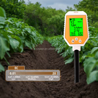 Testeur de sol 6-en-1 avec écran LCD rétroéclairé, rotation à 45 degrés, mesure de l'EC du sol, du pH, de la lumière, de l'humidité de l'air et de l'humidité du sol