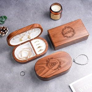 Boîte à bijoux en bois gravée sur mesure, forme rectangulaire ou ovale, avec couvercle, pour rangement, personnalisation du logo possible - Product Image 2