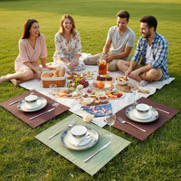 Set de table en PVC résistant à la chaleur, motif bambou artificiel, imperméable, coloré, pour restaurant, anti-taches, pour assiette à dîner