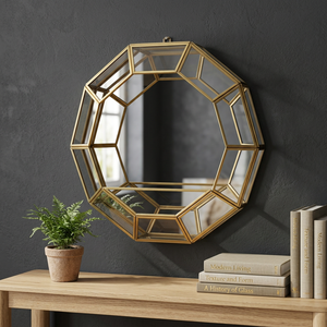 Decorative <b>Mirror</b> with Shelve made with Brass & <b>mirror</b>/ glass used for home decor showcase & storage Supplier from India - Product Image 1