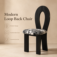 Chaise de salle à manger Artful Loop Back avec assise en tissu doux et structure en bois stable - Design sculptural moderne pour la maison, l'hôtel, le café
