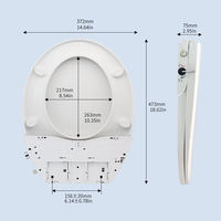Abattant de toilette intelligent non électrique à double buse V/O, à fermeture lente, allongé, à ouverture frontale, en PP, pour lavage de salle de bain