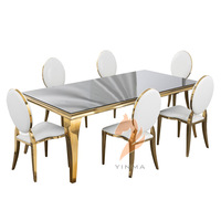 Table à manger rectangulaire en acier inoxydable de style européen de luxe, ensemble de salle à manger pour la maison et les restaurants, grand mobilier provenant de l'usine de Foshan