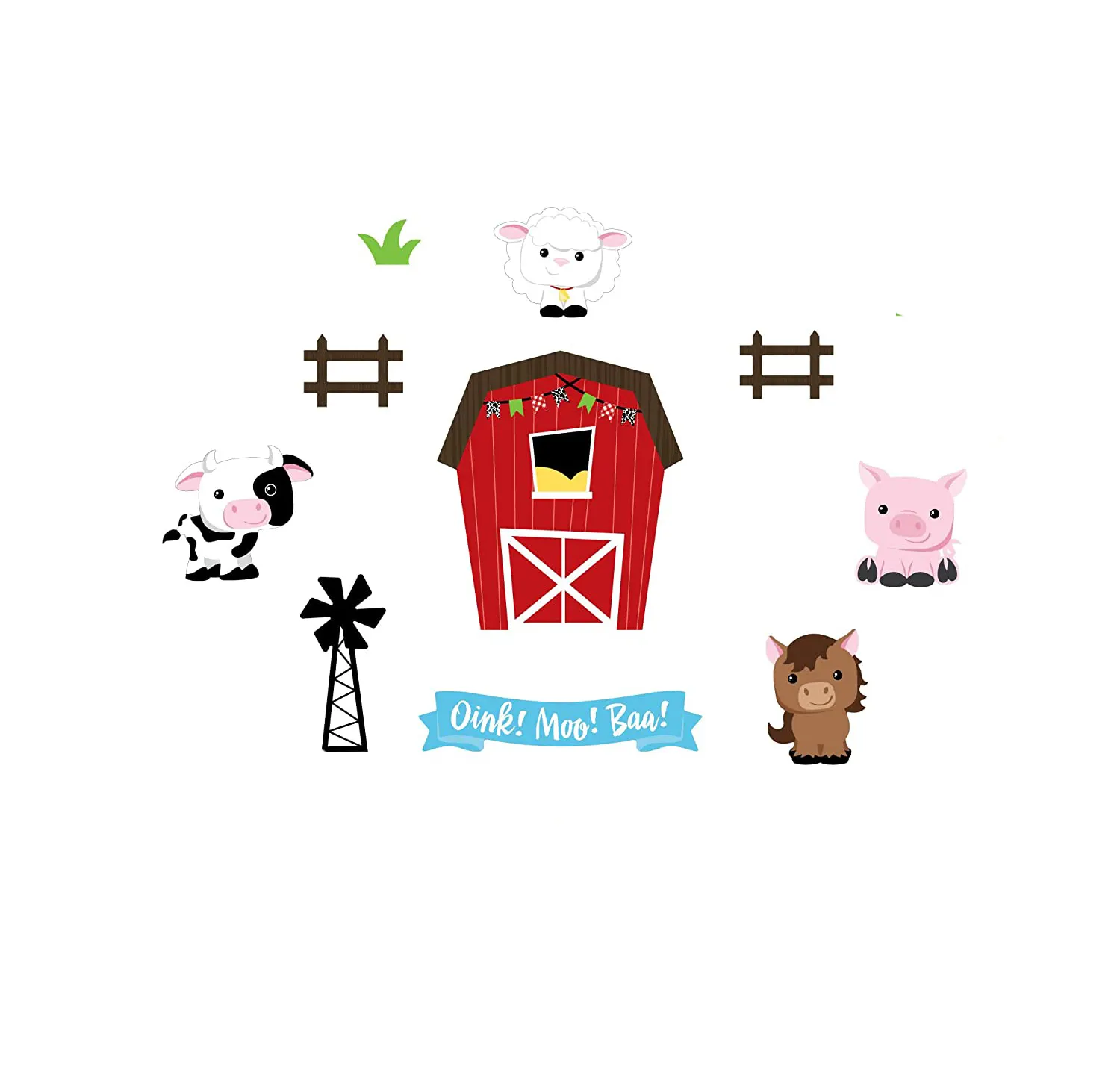 Farm Animals - Strip And Paste Vinyl Wall Art Stickers For Kindergarten And Children's Rooms