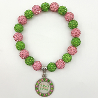 Bracelets Dazgirl - Bracelet « J'aime la sororité » - Bijoux rose et vert - Pendentif feuille grecque - Bracelet - Cadeau de remise de diplôme pour les sœurs