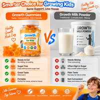 Groei Gummies voor Kinderen, Ondersteuning Botontwikkeling, Calcium, Vitamine D3, K2, Zink, Suiker Vrij, Private Label, Groothandel