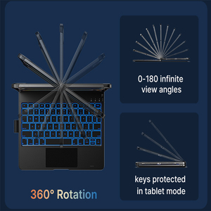 เคสคีย์บอร์ดภาษาอังกฤษสีดำสำหรับ iPad Pro 11นิ้ว2024 M4พร้อมที่ใส่ดินสอไฟ7สีแบ็คไลท์แป้นพิมพ์หมุนได้360สำหรับสำนักงาน - Product Image 5