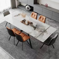 Table à manger extensible moderne en métal durable, 6 places, pour la maison, le bureau, l'hôtel et l'appartement, meubles de salon