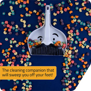 Small 2 in 1 <b>Dustpan</b> and Brush Set Mini <b>Broom</b> Soft Bristles Portable Mustache Design - Product Image 5
