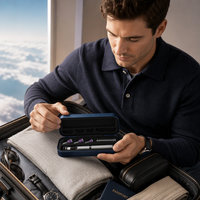 Boîte de rangement de voyage en PU rigide pour stylo réutilisable, étui de protection antichoc avec fentes fixes