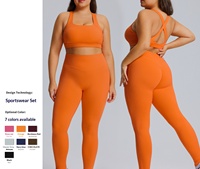Nouvel ensemble de sport 2 pièces pour femmes grandes tailles, soutien-gorge en nylon à séchage rapide, pantalon de yoga taille haute, idéal pour les exercices de fitness