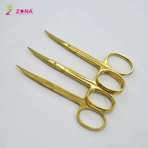 Tijeras para Cutículas con Punta de Flecha en Acabado Dorado, Logotipo Personalizado, Manicura para Diestros, Acero Inoxidable, Hoja Recta y Curva, Punta Redonda - Product Image 1